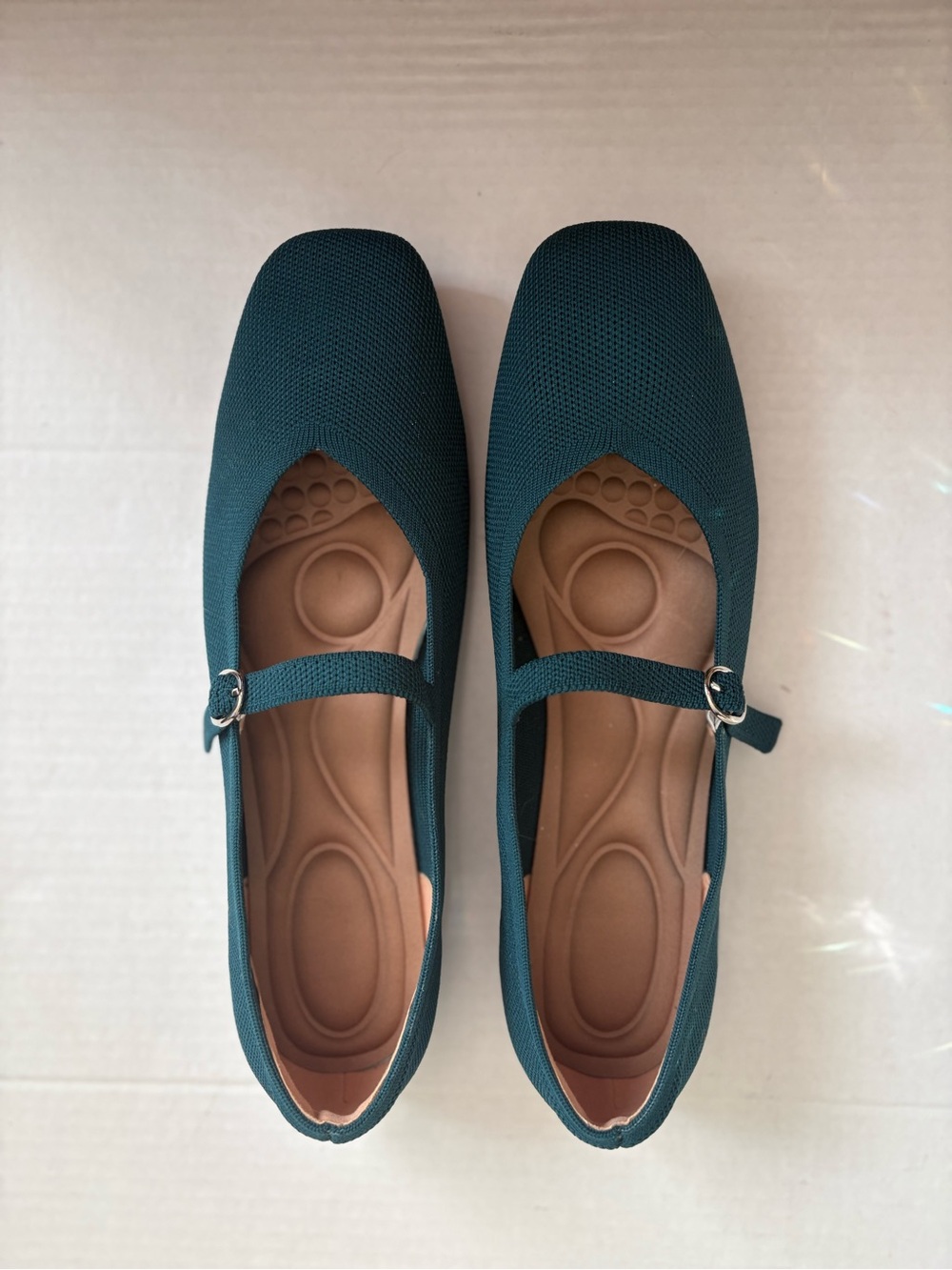 Unbranded Women’s Sz 44 Teal Green Mesh comfort cushioned Mary Jane Flats - Picture 2 of 9